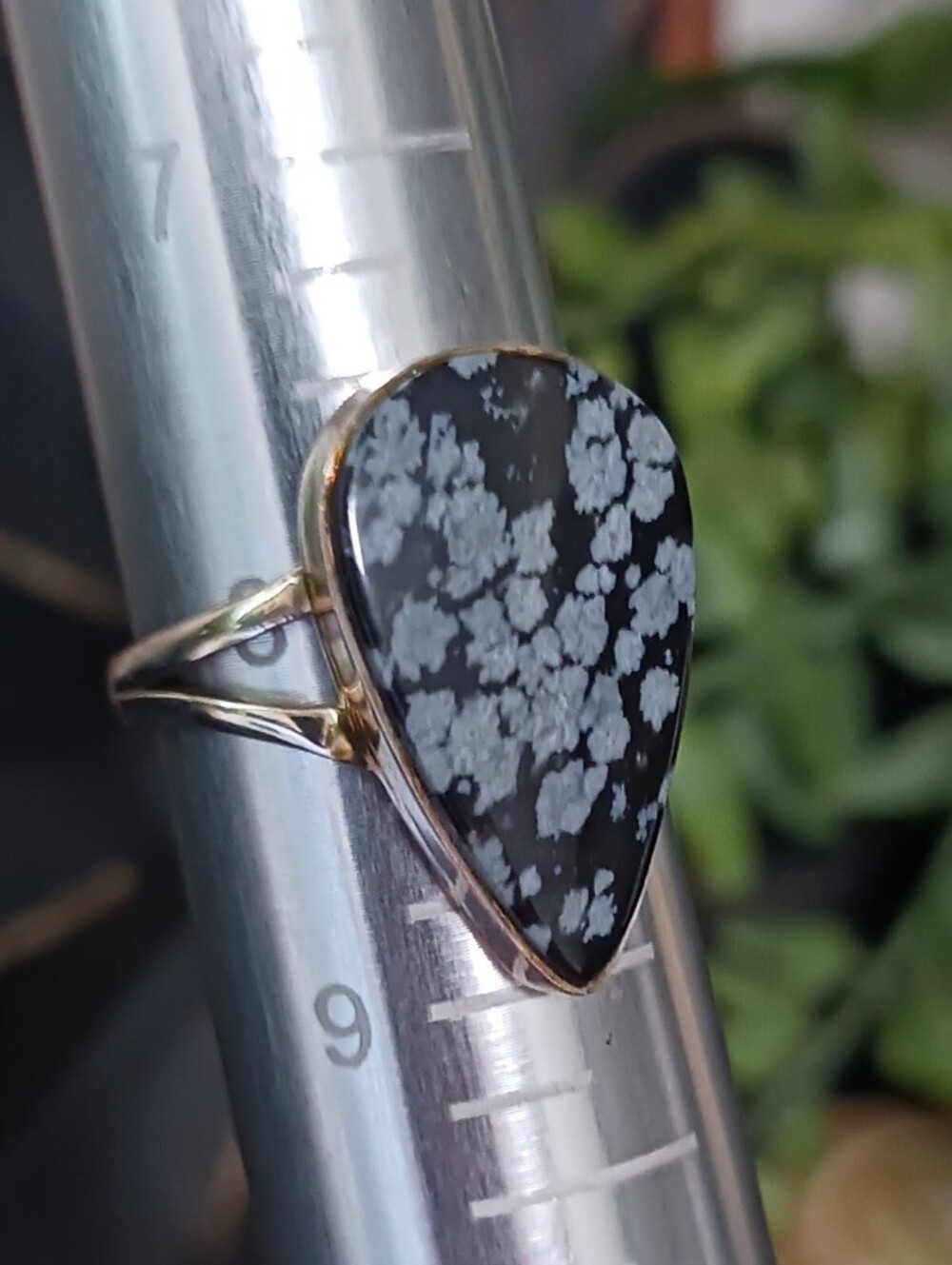 Snowflake Obsidian Sterling Silver Ring, Size 8, NWT
